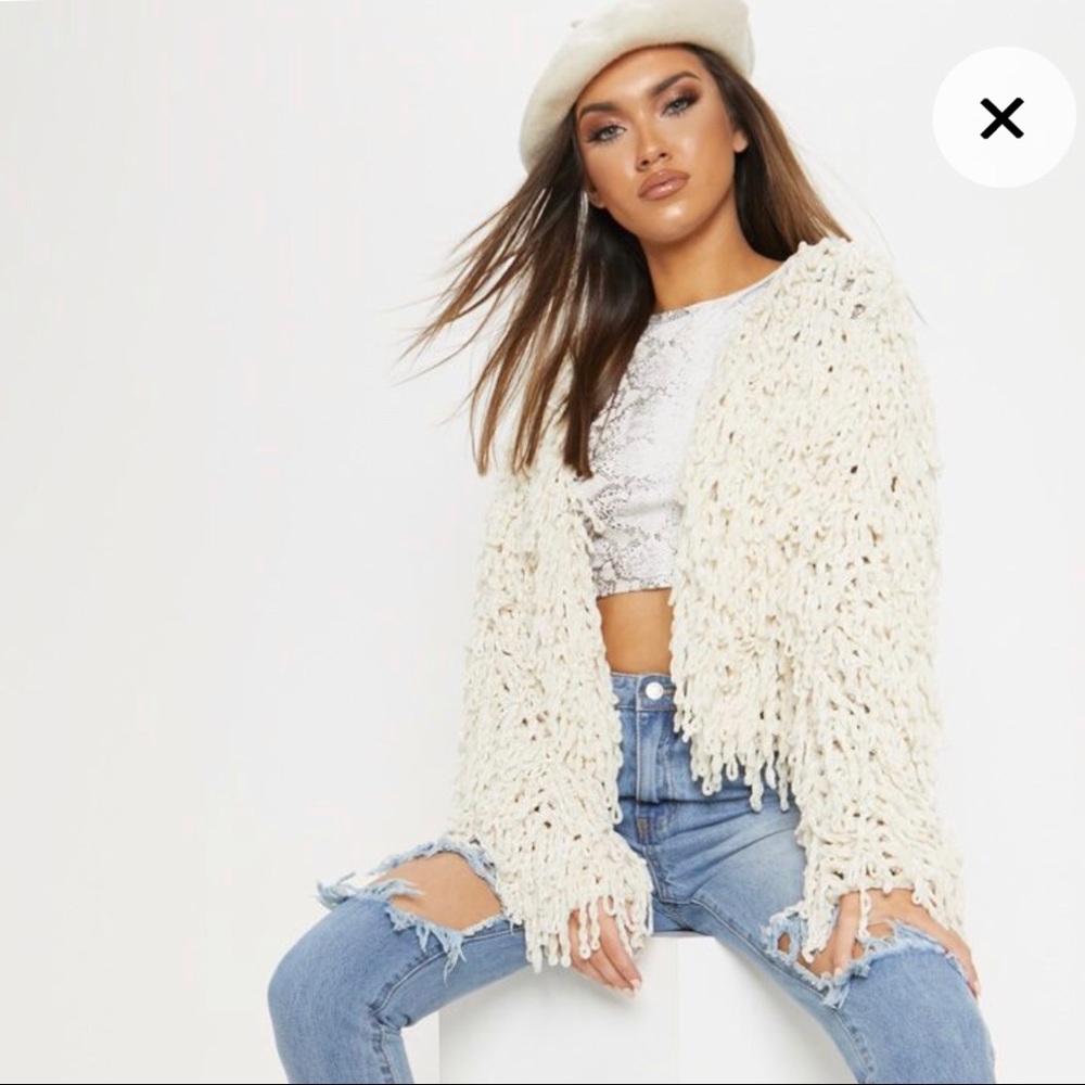 Loop Knit Shag Cardigan sz M?